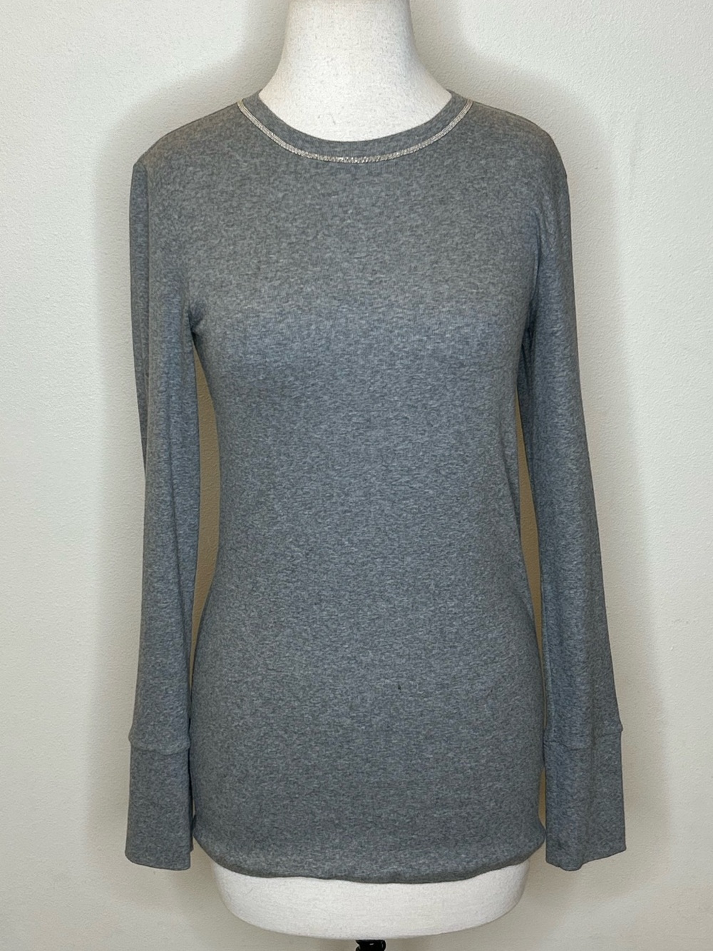 Brunello Cucinelli Monili Long sleeve Cotton Knit Tee Shirt Top Women's XL